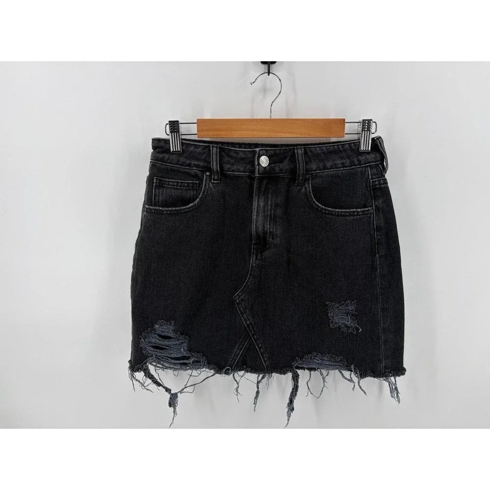 Pacsun Los Angeles, Black Denim Distressed Jean Skirt, Women's Size 26, Pre-Own